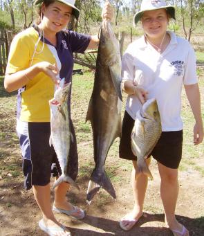 Kate and Emily Henkel caught a school mackerel, yellow sweetlip and cobia around the Keppels.